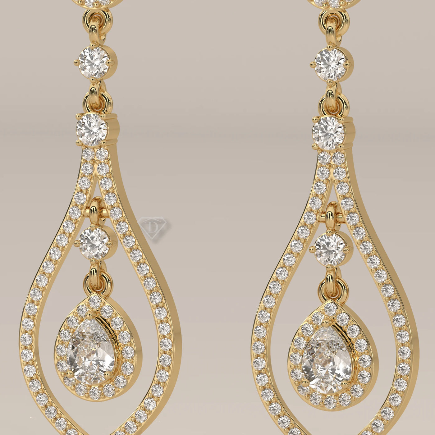 Stone Detail: Pear Lab Grown Diamonds in Halo Setting – Yellow Gold – Driona Jewels