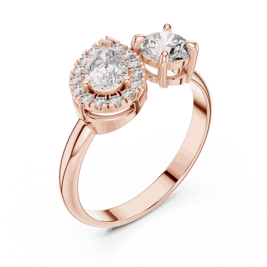 Driona Jewels Toi Et Moi Diamond Ring | Pear & Round Engagement Ring