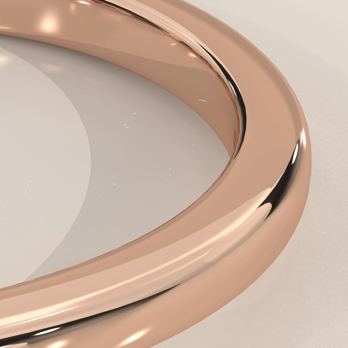 Close-up of polished 14k rose gold band