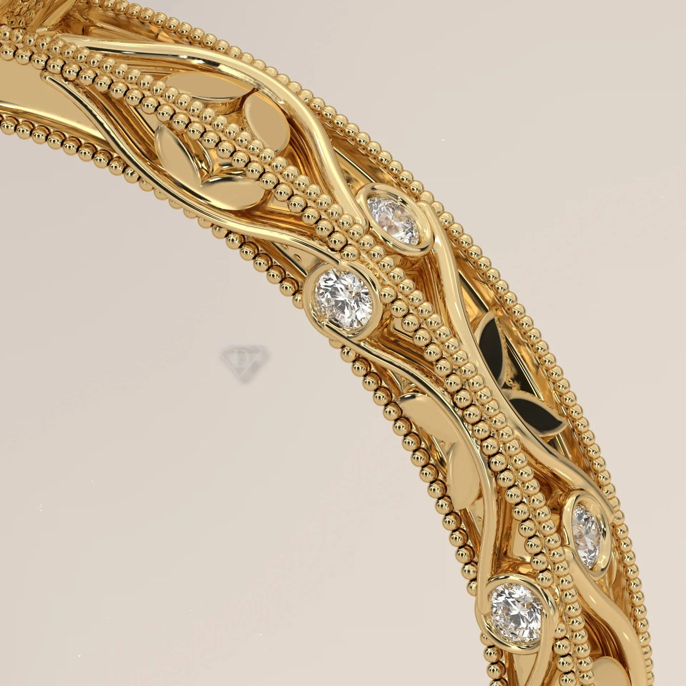 Angle View: Pear Diamond Ring with Openwork Setting in Yellow Gold – Lab Grown – Driona Jewels