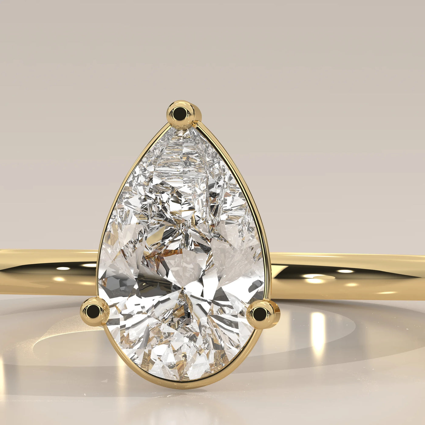 Stone Detail: Pear Lab Grown Diamonds in Solitaire Setting – Yellow Gold – Driona Jewels