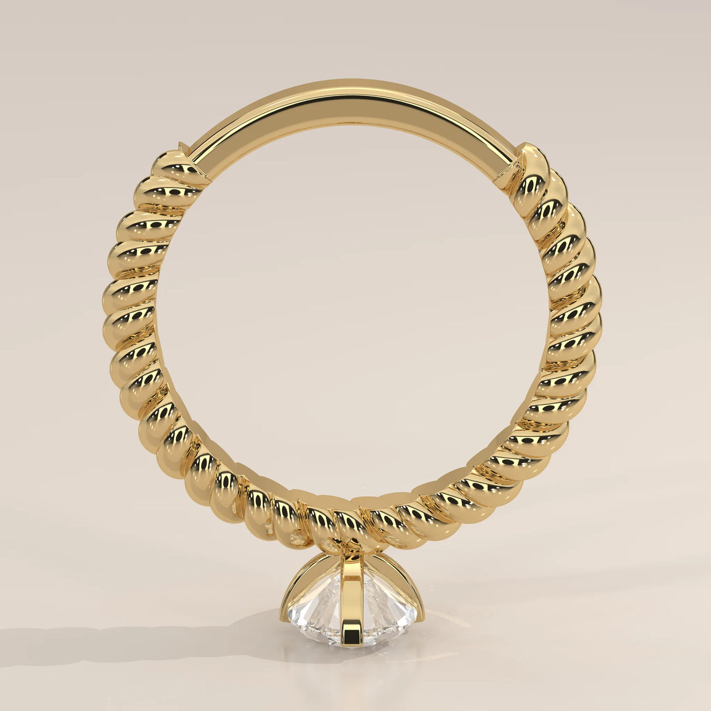 Front View: Pear Diamond Ring with Solitaire Setting in Yellow Gold – Lab Grown – Driona Jewels