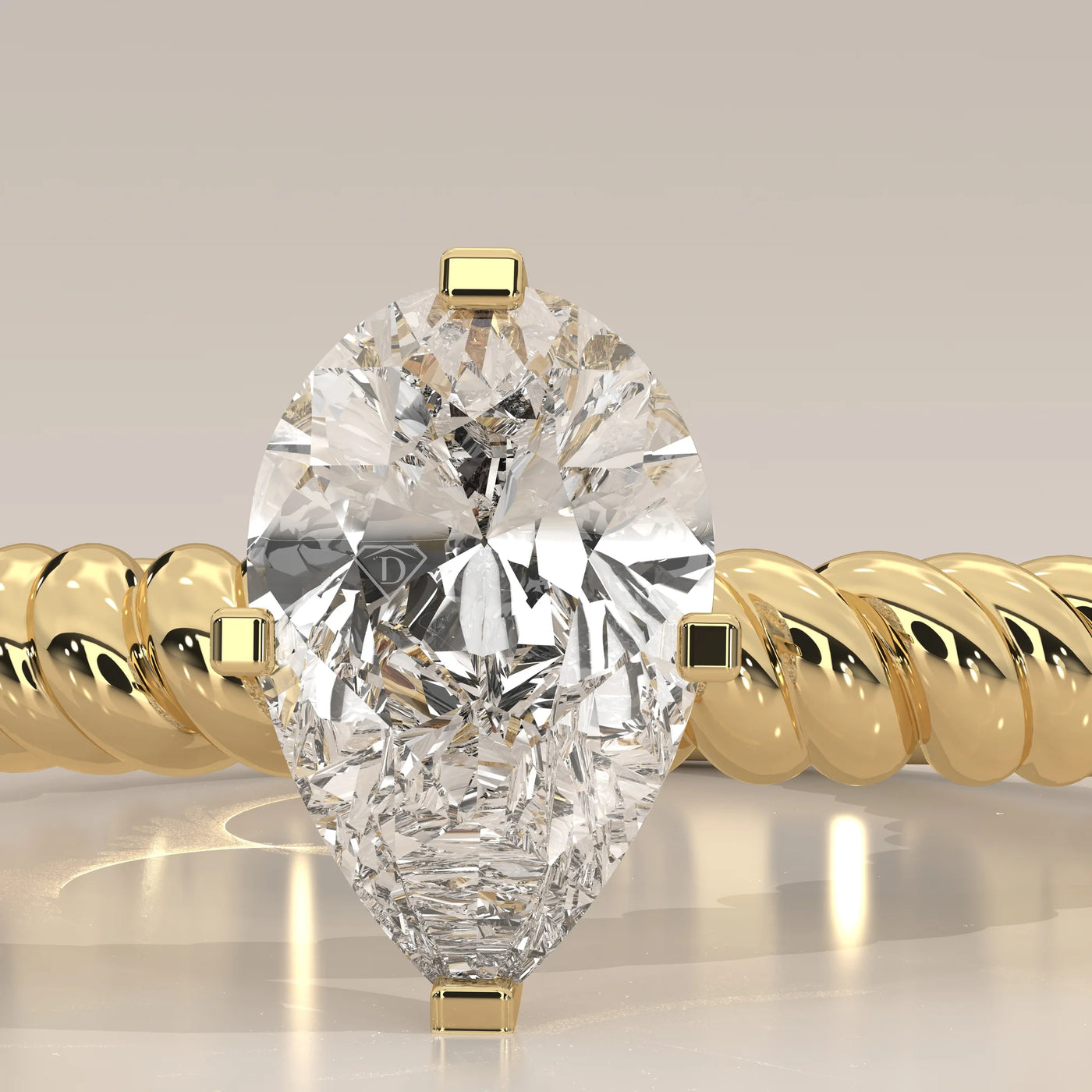 Stone Detail: Pear Lab Grown Diamonds in Solitaire Setting – Yellow Gold – Driona Jewels