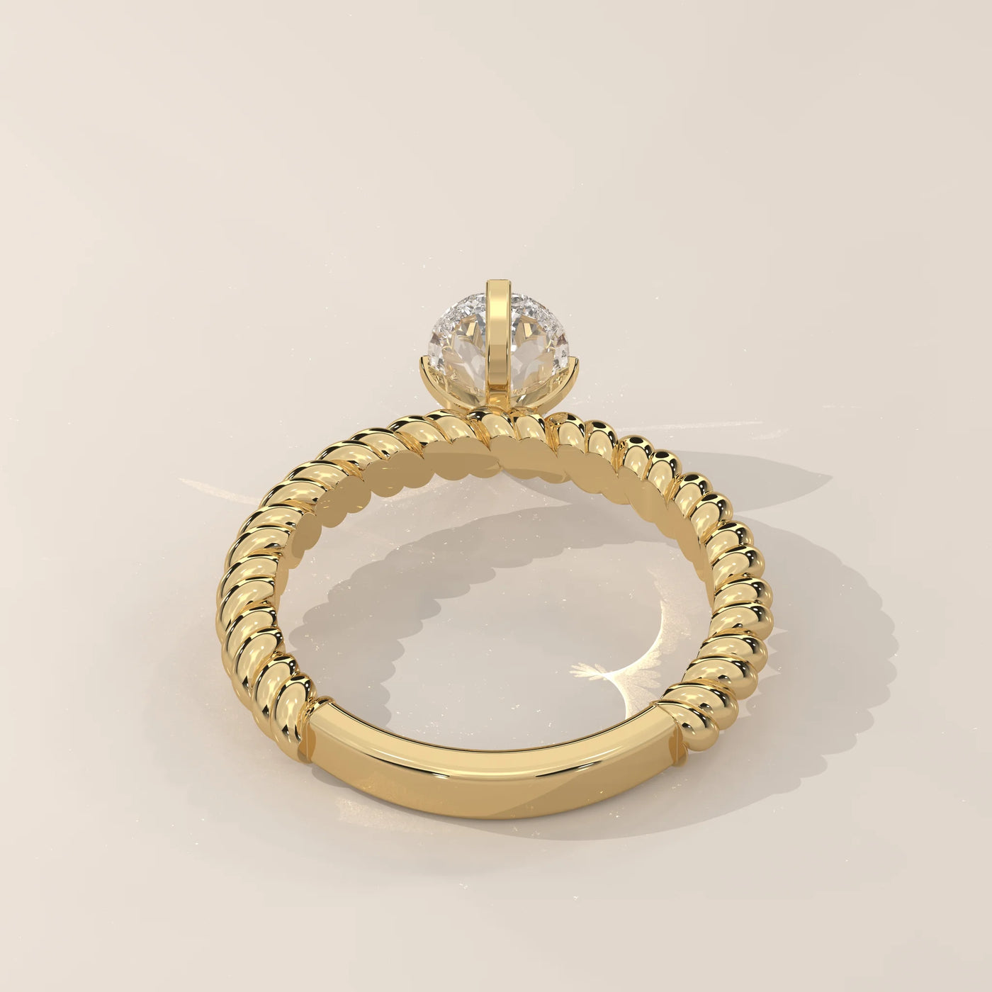 Top View: Pear Diamond Ring with Solitaire Setting in Yellow Gold – Lab Grown – Driona Jewels