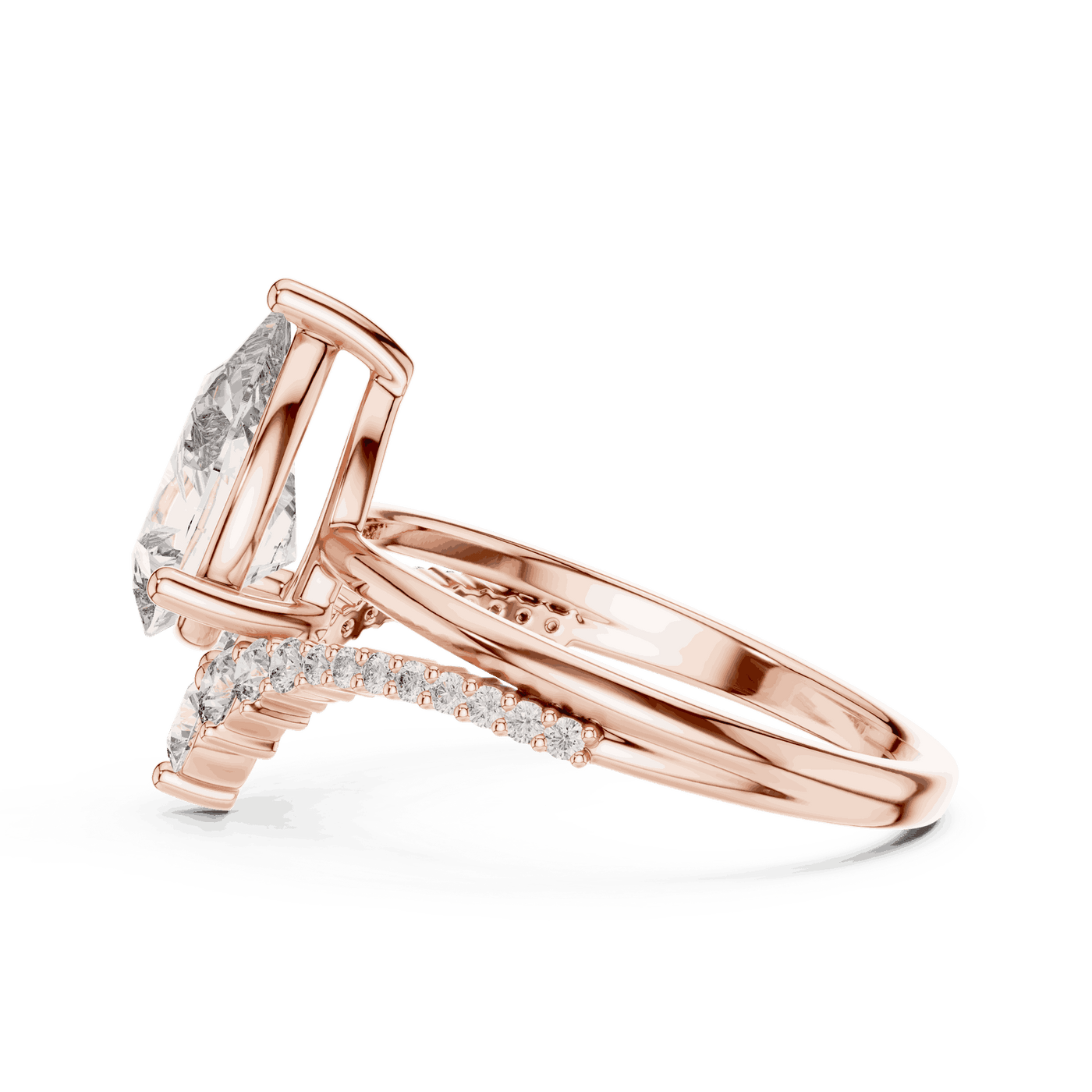Pear and Round Cluster Lab Grown Diamond Engagement Ring