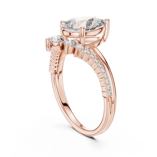 Pear Cut Diamond Bridal Luxury Engagement Ring | Round Cluster Gold