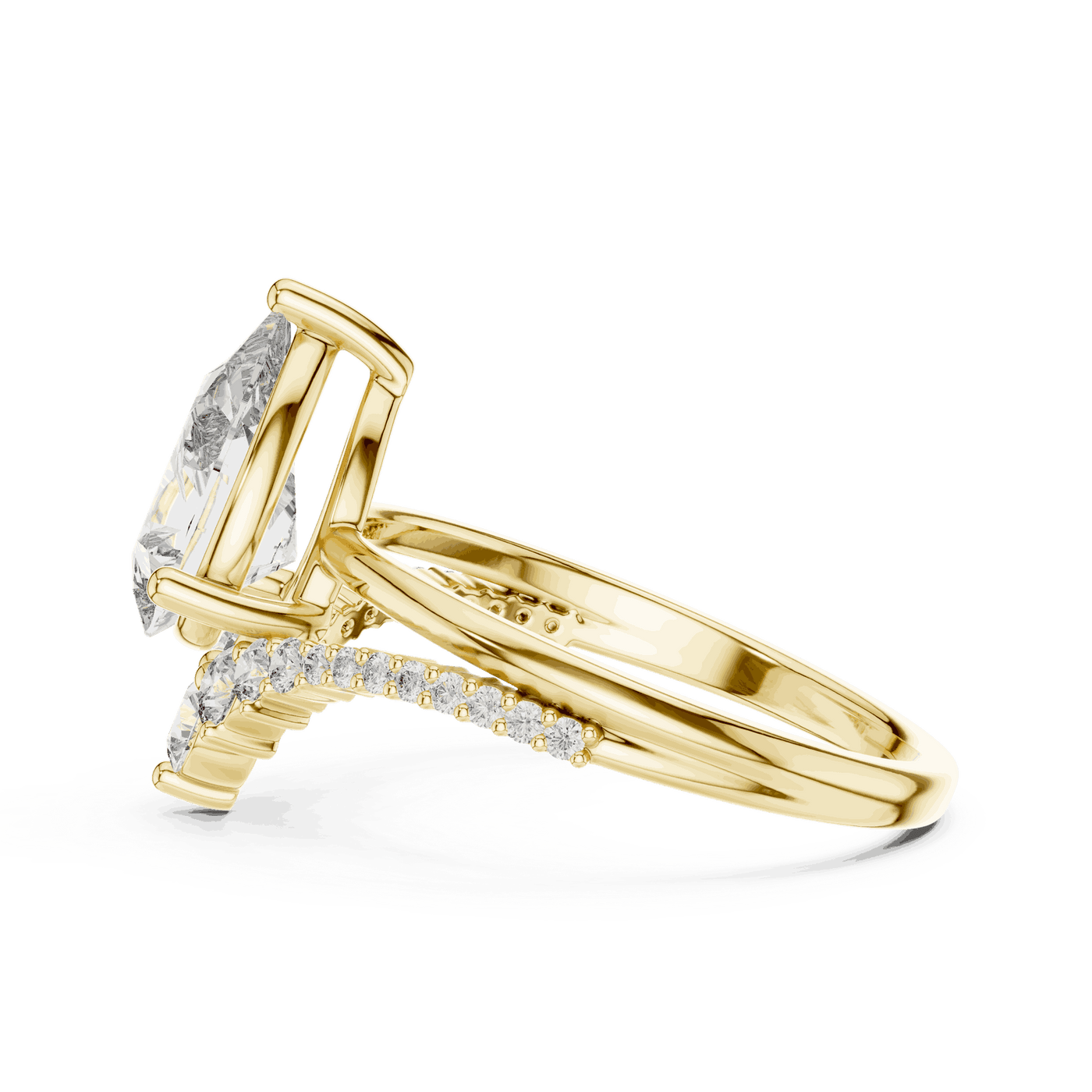 Pear and Round Cluster Lab Grown Diamond Engagement Ring