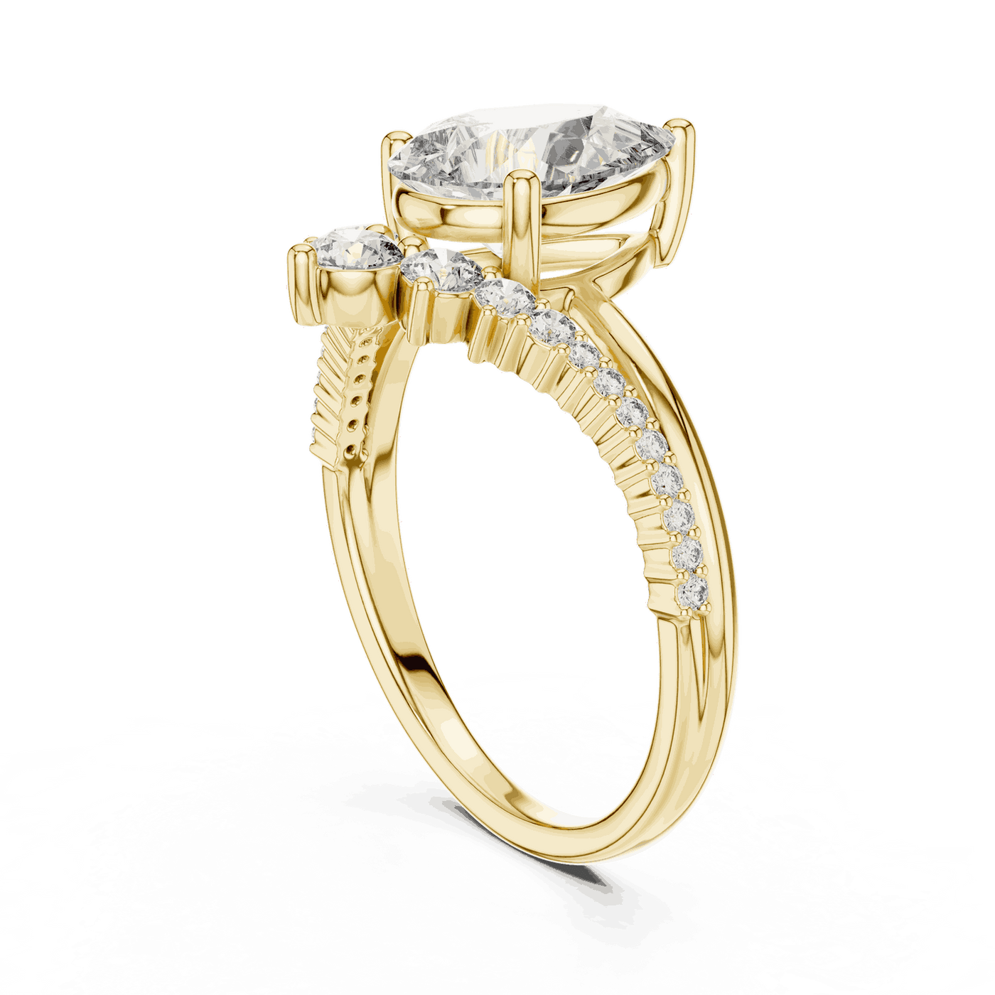 Pear and Round Cluster Lab Grown Diamond Engagement Ring
