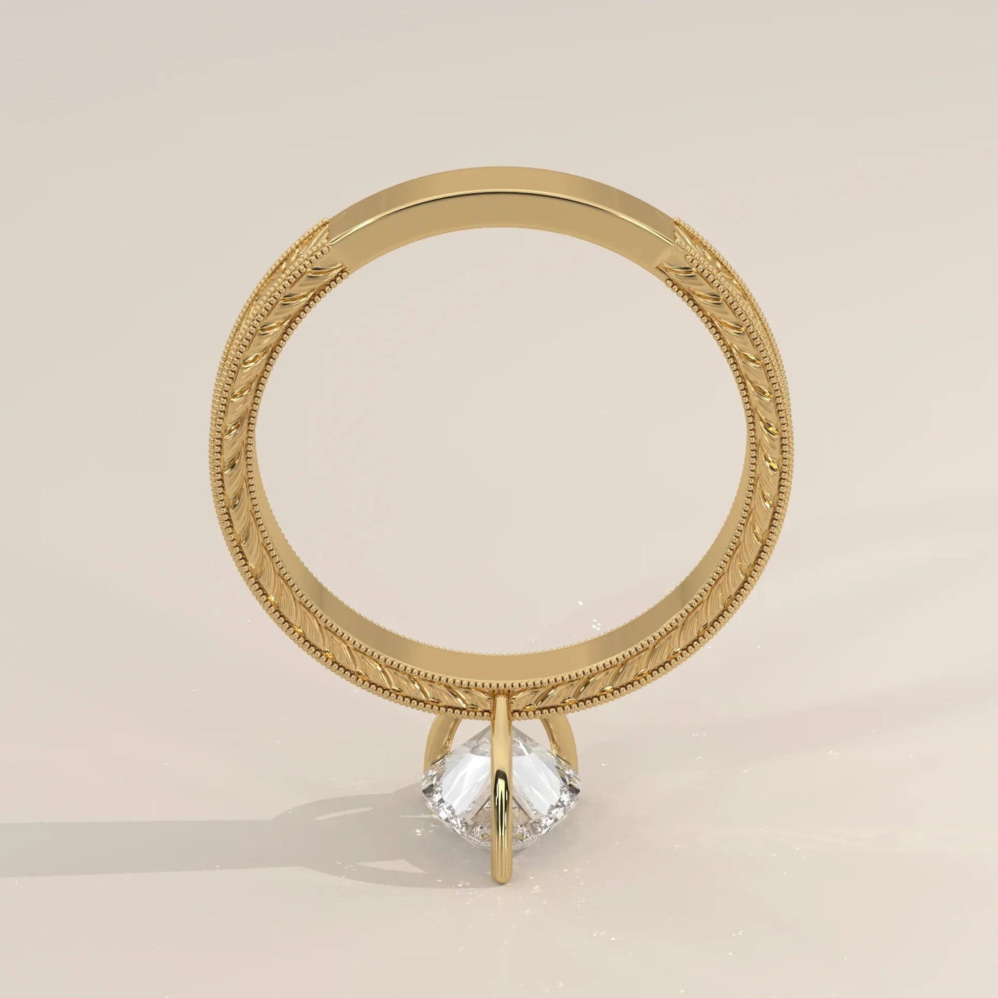 Top View: Pear Diamond Ring with Solitaire Setting in Yellow Gold – Lab Grown – Driona Jewels