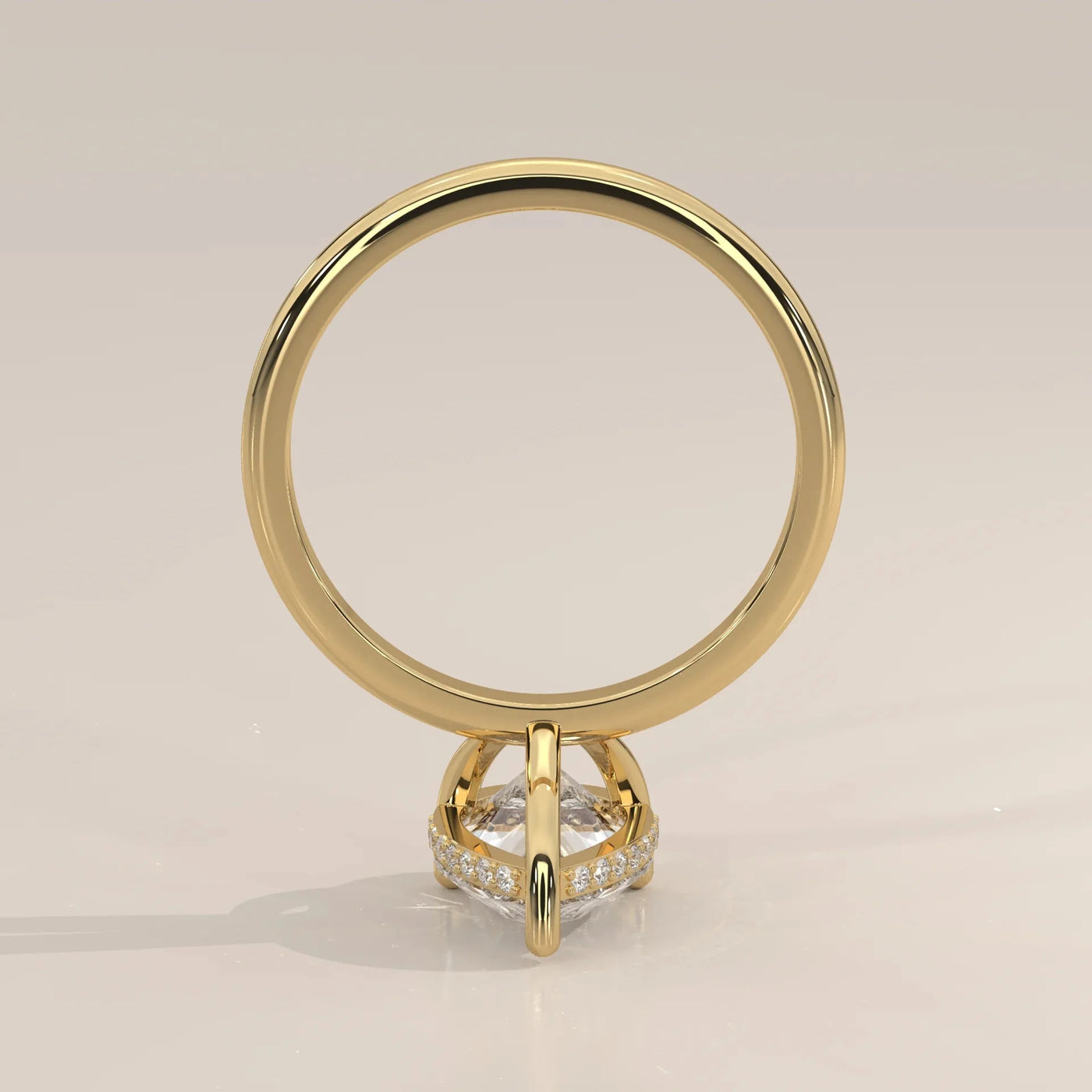 Angle View: Pear Diamond Ring with Solitaire Setting in Yellow Gold – Lab Grown – Driona Jewels