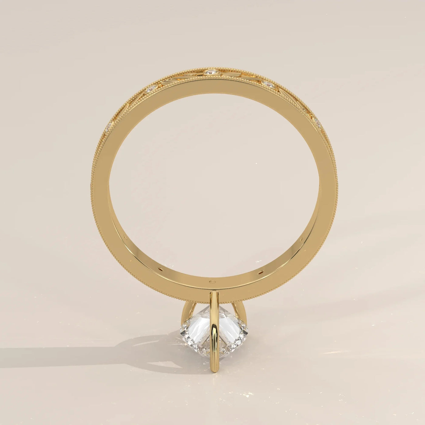 Top View: Pear Diamond Ring with Solitaire Setting in Yellow Gold – Lab Grown – Driona Jewels