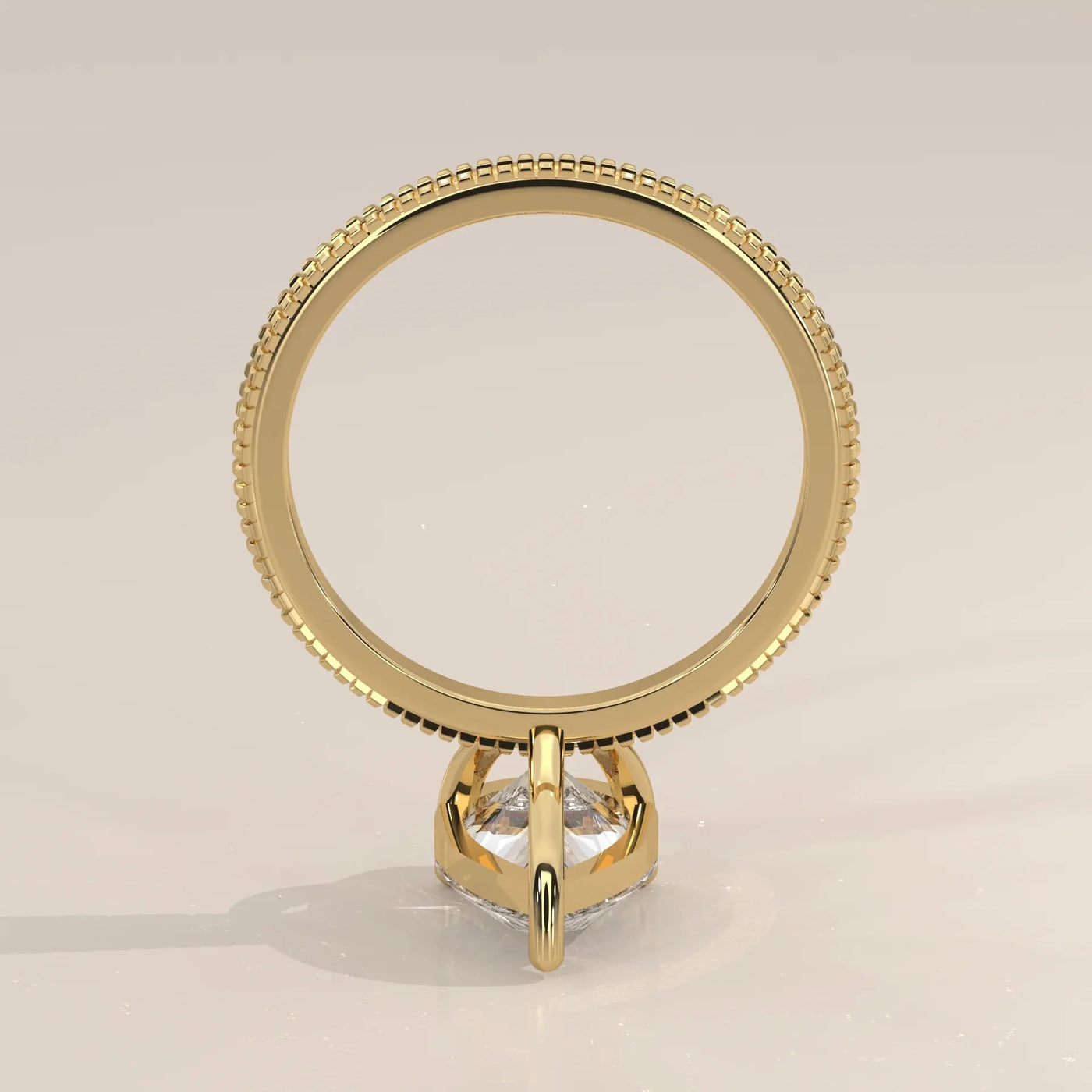 Top View: Pear Diamond Ring with Solitaire Setting in Yellow Gold – Lab Grown – Driona Jewels