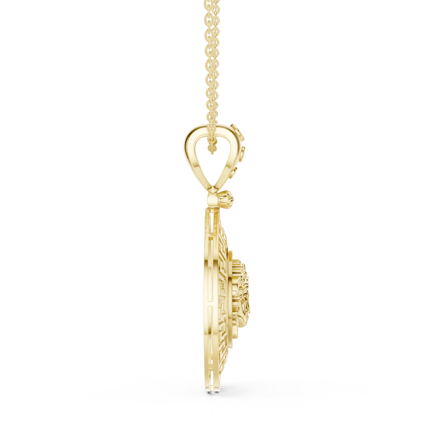 Side-Profile: Asscher Diamond Pendant with Bezel Setting in 14k Yellow Gold - Lab Grown - Driona Jewels