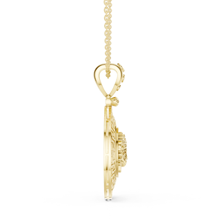 Side-Profile: Asscher Diamond Pendant with Bezel Setting in 14k Yellow Gold - Lab Grown - Driona Jewels