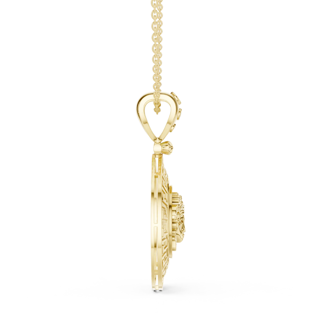 Side-Profile: Asscher Diamond Pendant with Bezel Setting in 14k Yellow Gold - Lab Grown - Driona Jewels