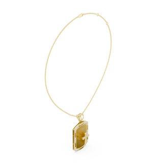 Three-quarter-view: Asscher Diamond Pendant with Bezel Setting in 14k Yellow Gold - Lab Grown - Driona Jewels