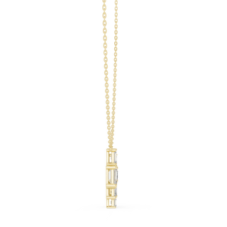 Front-View: Baguette Diamond Pendant with Bezel Setting in 14k Yellow Gold - Lab Grown - Driona Jewels