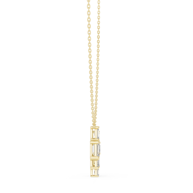 Front-View: Baguette Diamond Pendant with Bezel Setting in 14k Yellow Gold - Lab Grown - Driona Jewels