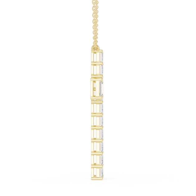 Side-Profile: Baguette Diamond Pendant with Bezel Setting in 14k Yellow Gold - Lab Grown - Driona Jewels