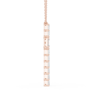 Side-Profile: Baguette Diamond Pendant with Channel Setting in 14k Rose Gold - Lab Grown - Driona Jewels