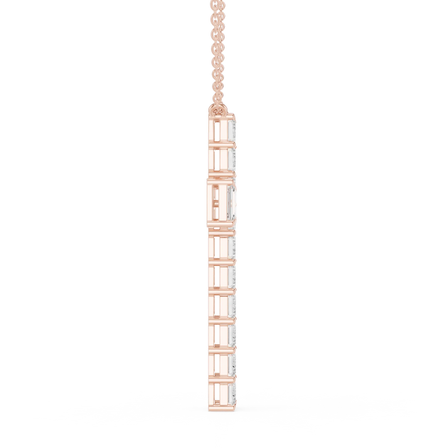 Side-Profile: Baguette Diamond Pendant with Channel Setting in 14k Rose Gold - Lab Grown - Driona Jewels