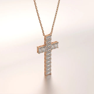 pendant baguette diamond rose gold 14k front
