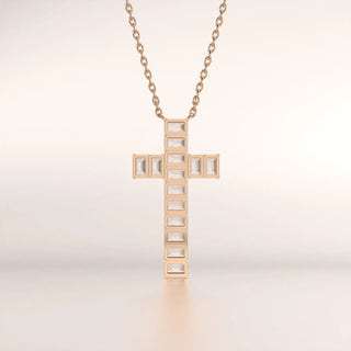 pendant baguette diamond rose gold 14k front