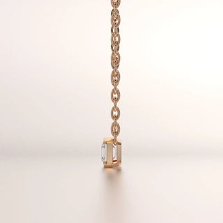 pendant baguette diamond rose gold 18k side profile