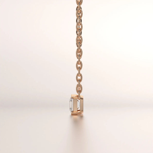 pendant baguette diamond rose gold 18k side profile