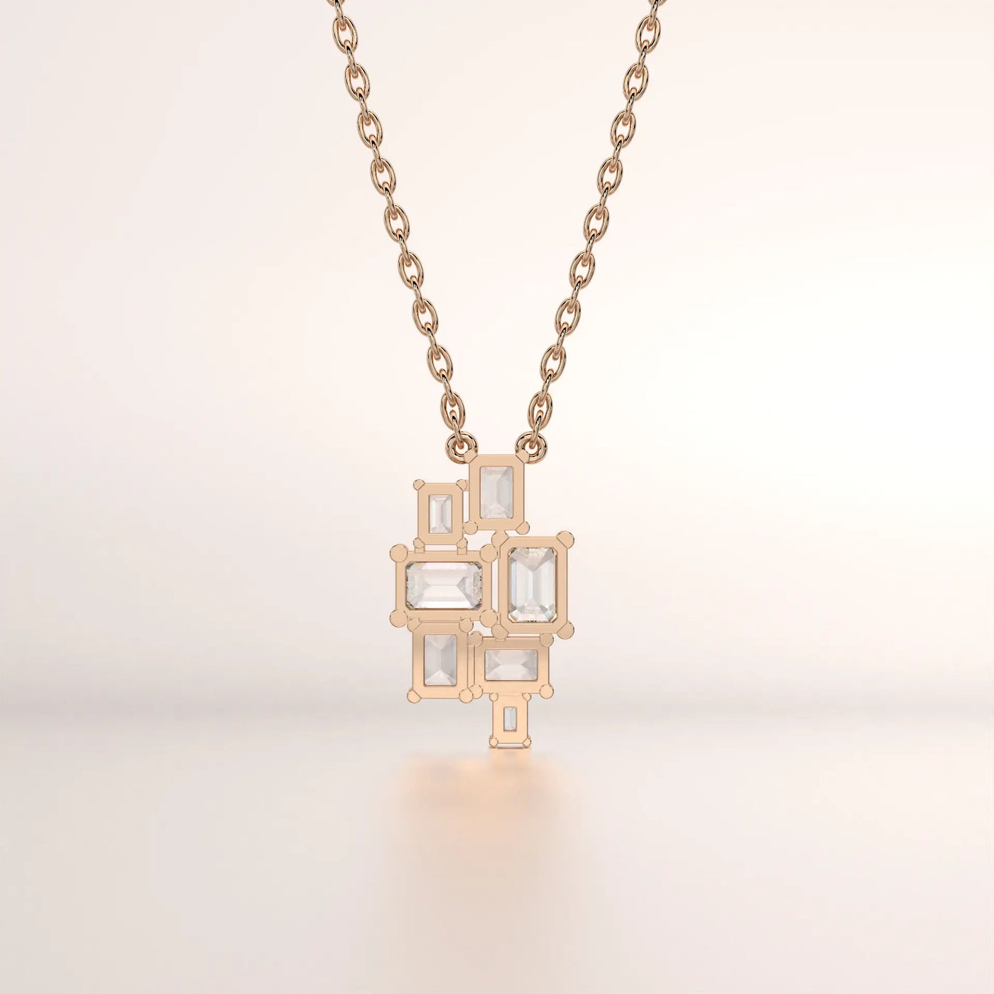 pendant baguette diamond rose gold base front