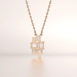 pendant baguette diamond rose gold base front