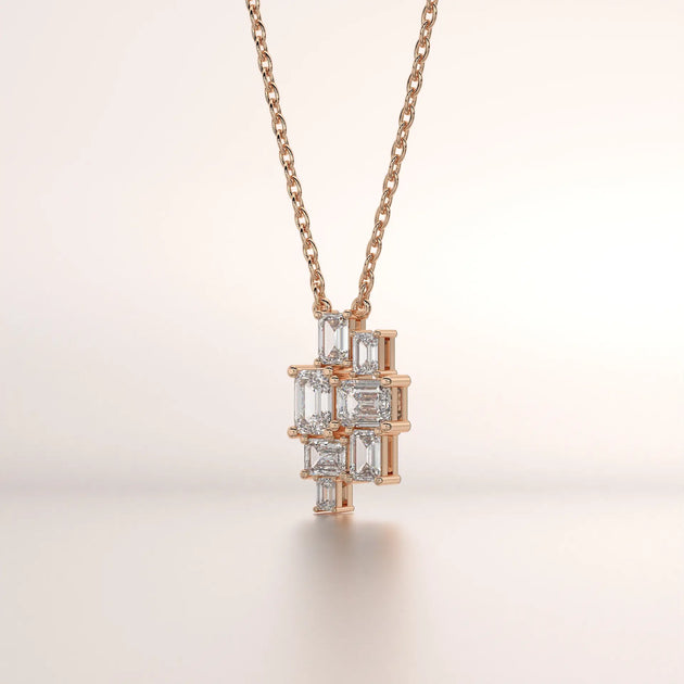pendant baguette diamond rose gold base front