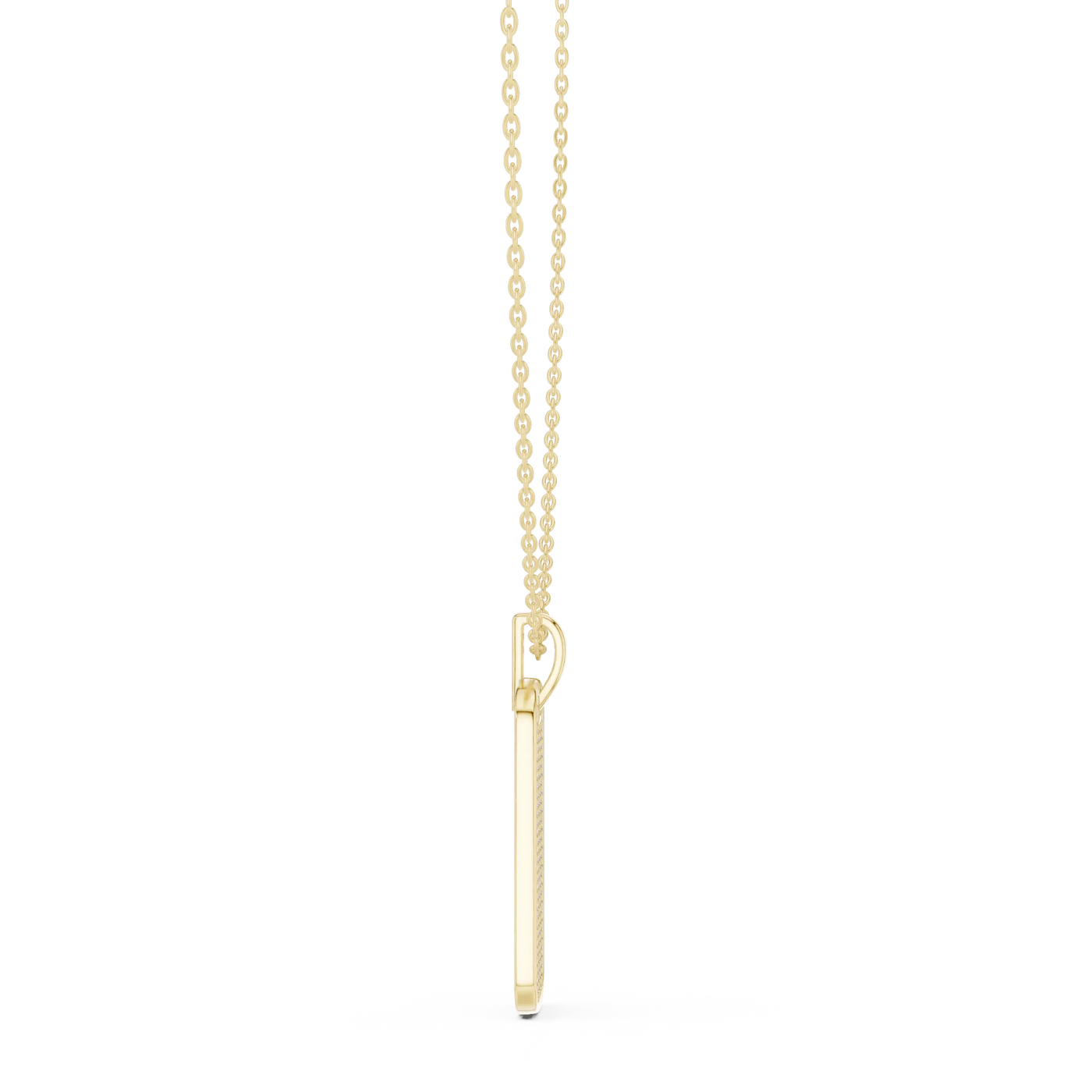 Front-view: Bar Cut Diamond Pendant with Prong Setting in 14k Gold - Lab Grown - Driona Jewels