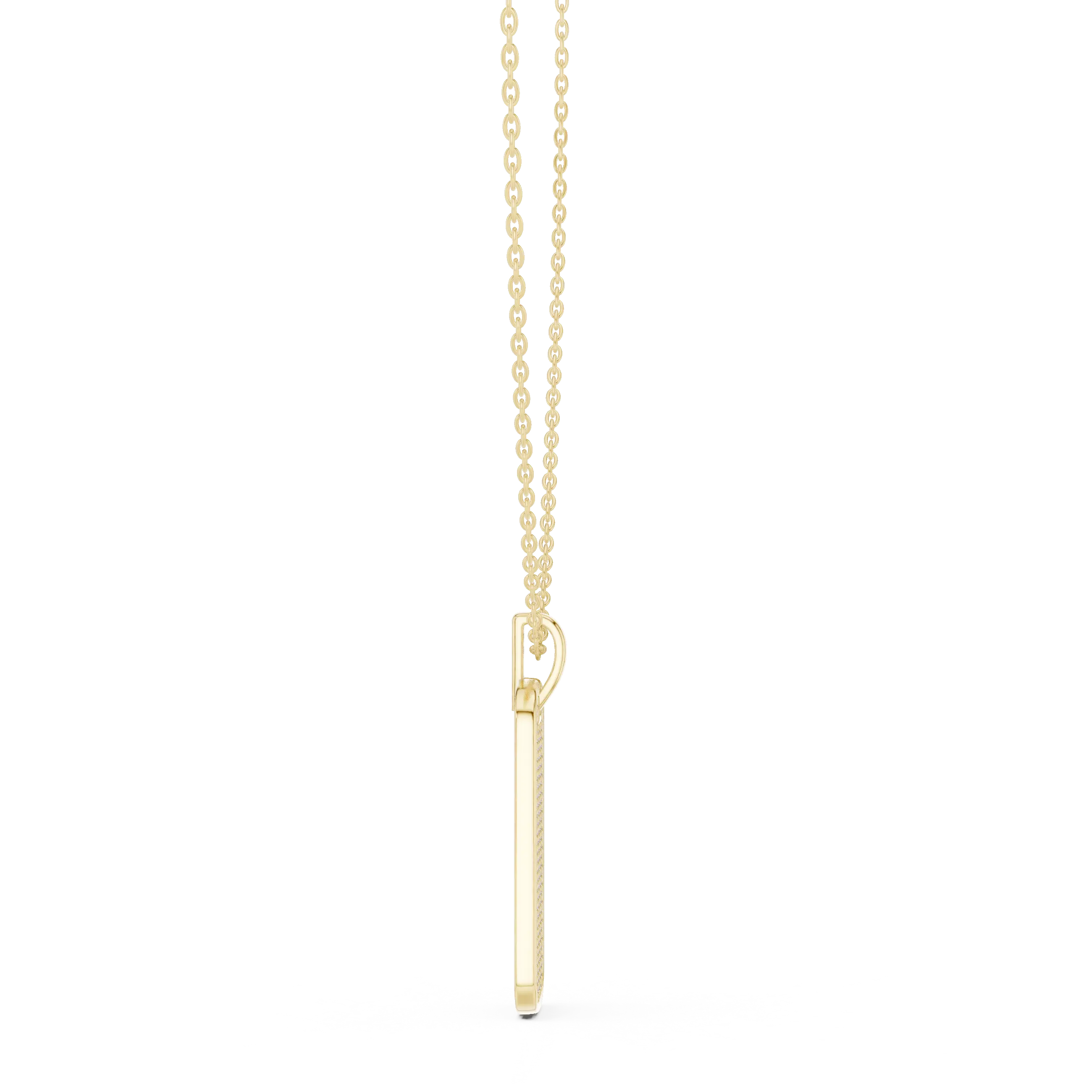 Front-view: Bar Cut Diamond Pendant with Prong Setting in 14k Gold - Lab Grown - Driona Jewels