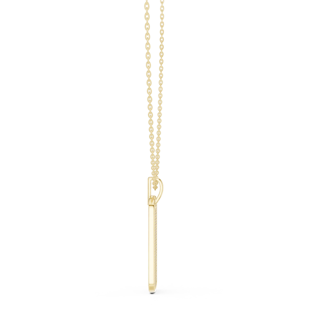 Front-view: Bar Cut Diamond Pendant with Prong Setting in 14k Gold - Lab Grown - Driona Jewels