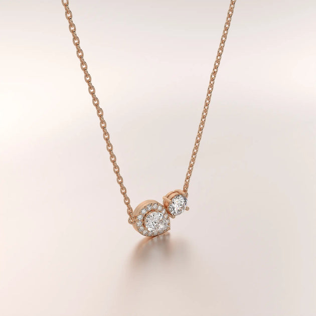 pendant cluster diamond rose gold 18k front