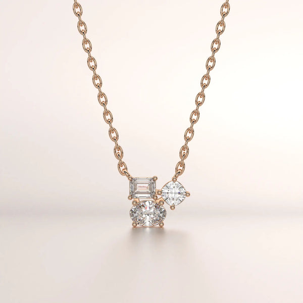 pendant cluster diamond rose gold 18k front