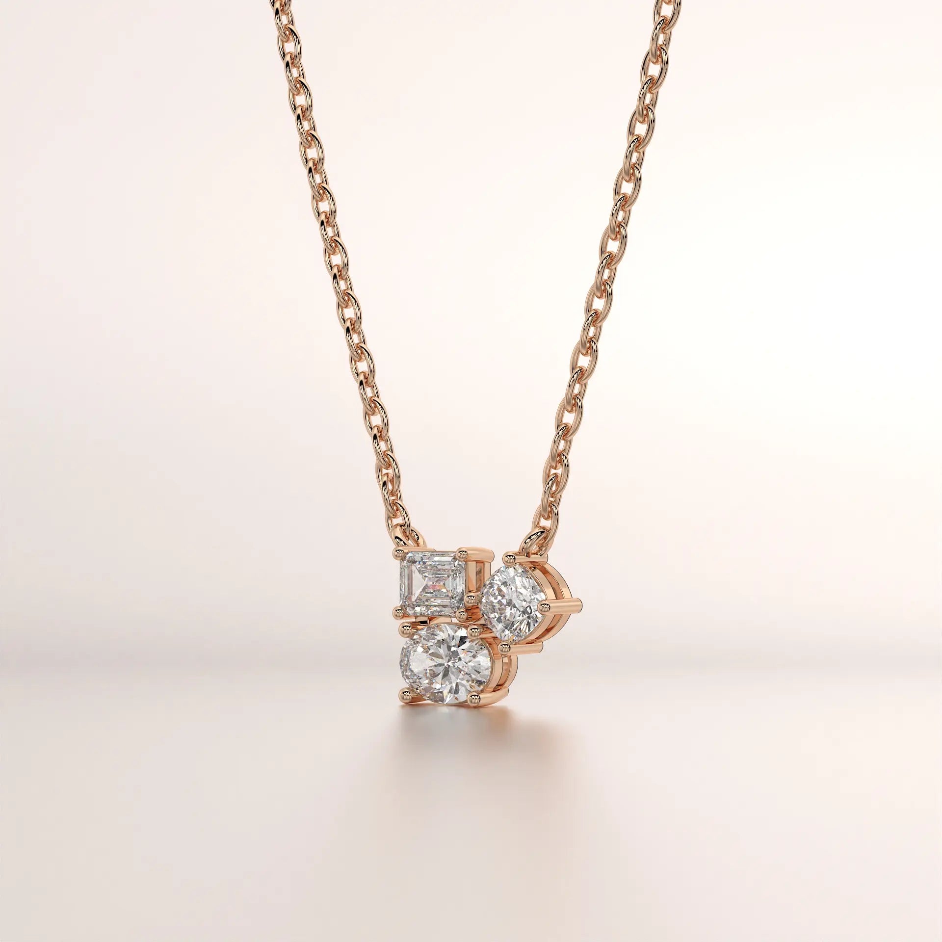pendant cluster diamond rose gold 18k front
