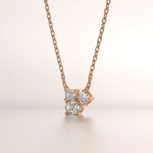 pendant cluster diamond rose gold 18k front