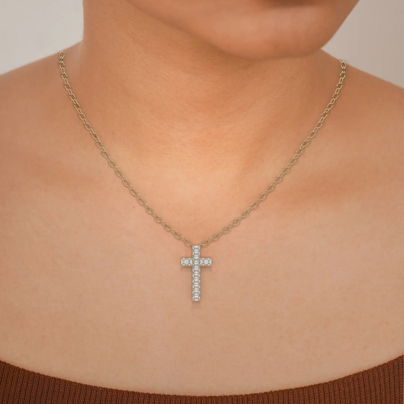 pendant cross diamond gold 18k front