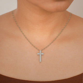 pendant cross diamond gold 18k front