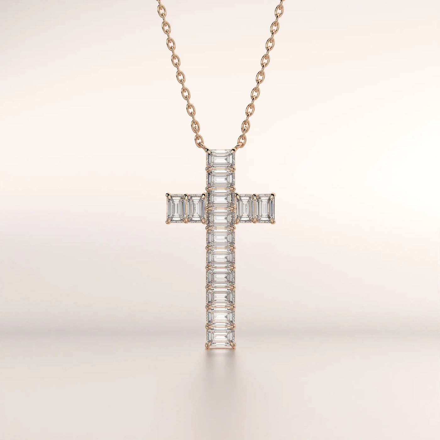 pendant cross diamond rose gold 18k front