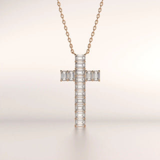 pendant cross diamond rose gold 18k front