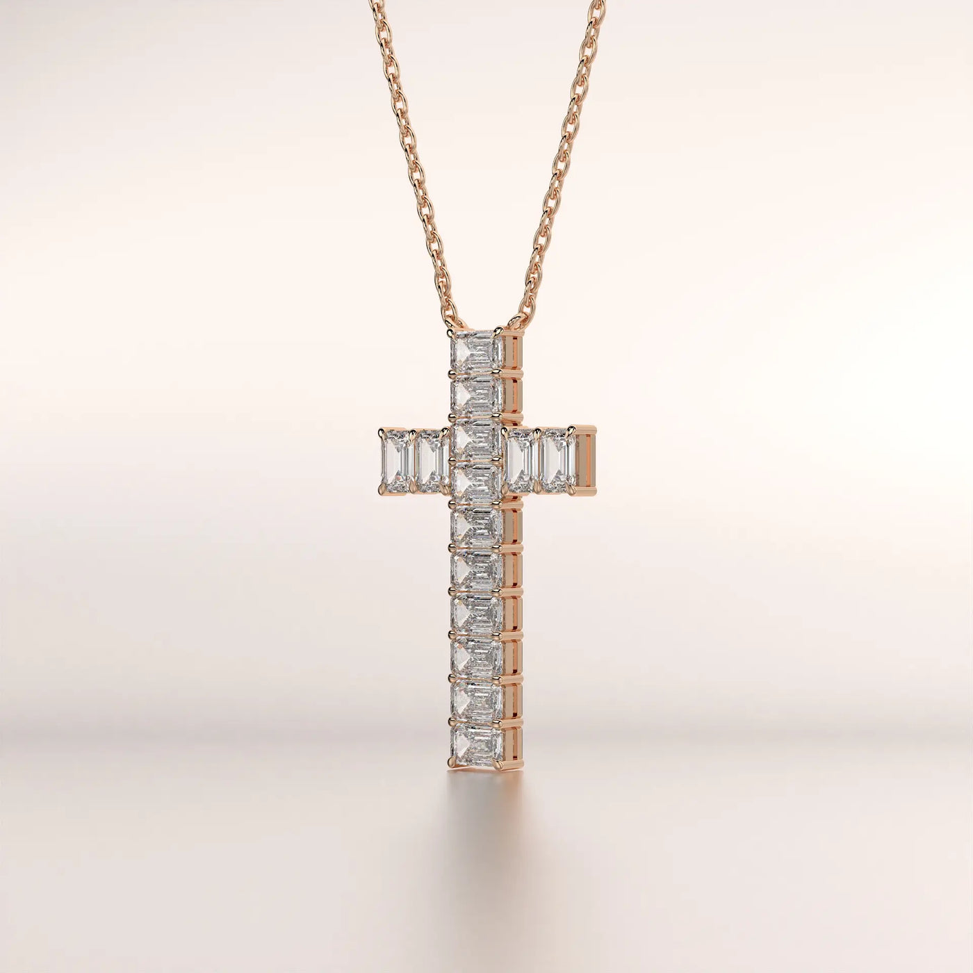 pendant cross diamond rose gold base front