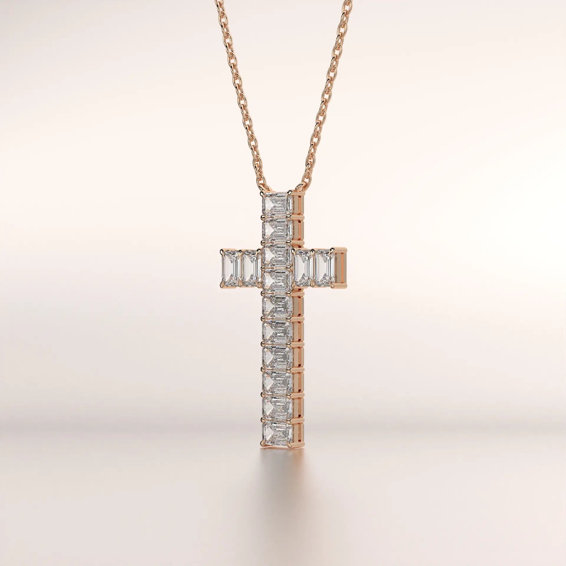 pendant cross diamond rose gold base front