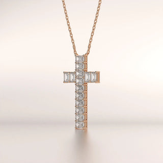 pendant cross diamond rose gold base front
