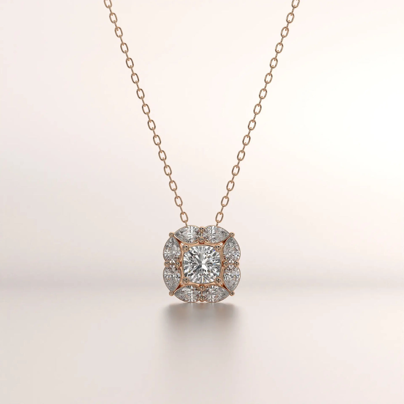 pendant cushion diamond rose gold unknown front