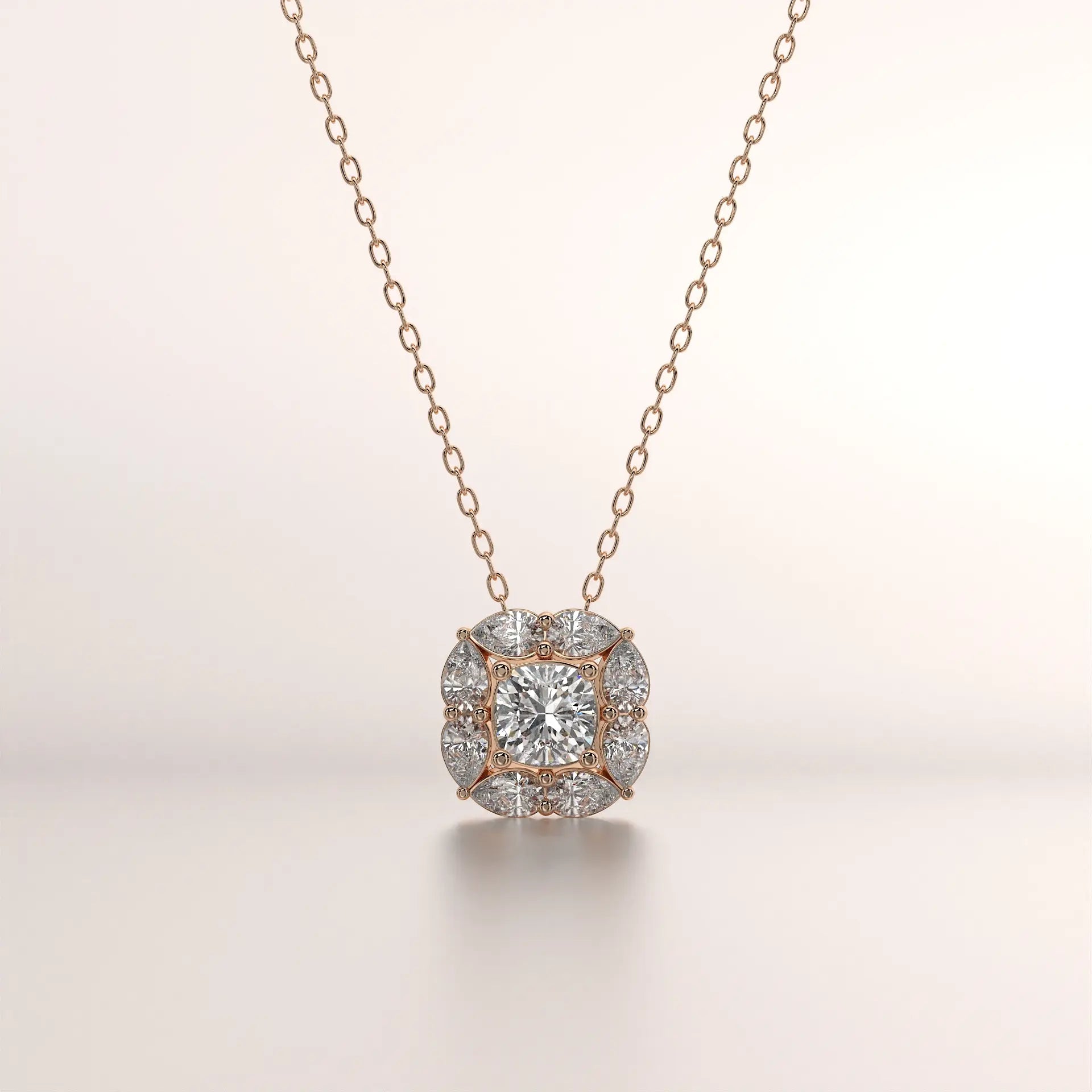 pendant cushion diamond rose gold unknown front