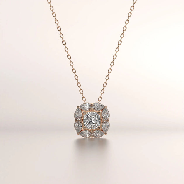 pendant cushion diamond rose gold unknown front