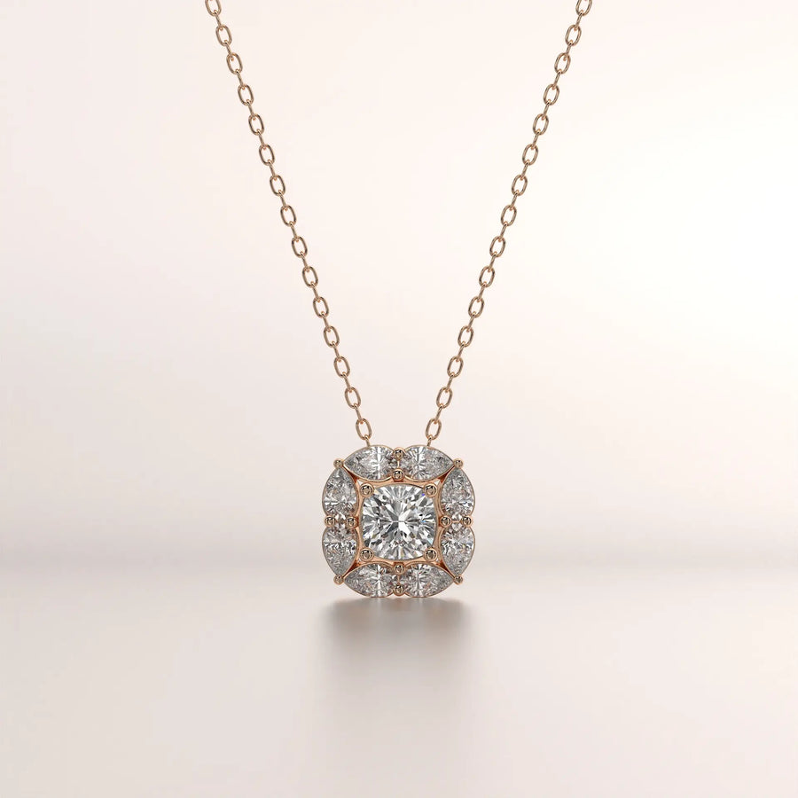 pendant cushion diamond rose gold unknown front